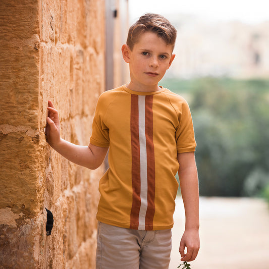 French terry, Amber yellow, felpa garzata