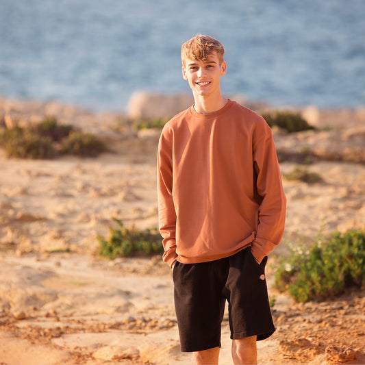 French terry, Aragon brown, felpa garzata