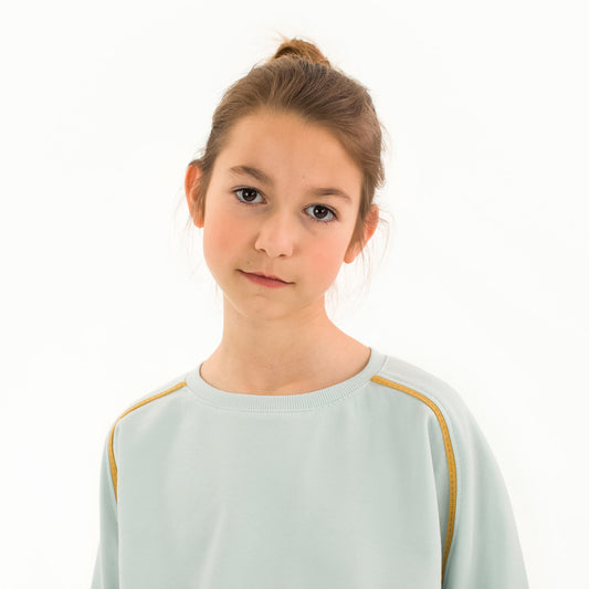 French terry, Country air blue, felpa garzata