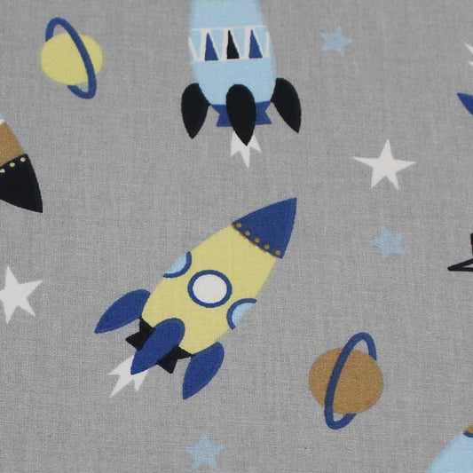 Fat quarter, Fusée, Gris, coton français