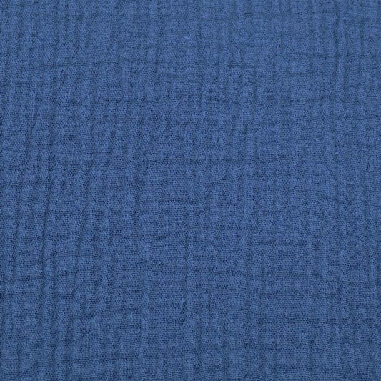 Double gaze uni gaufré indigo