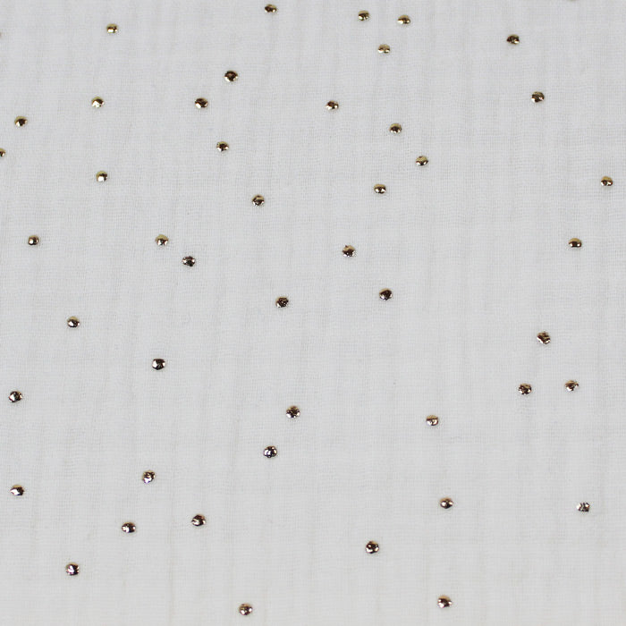 Doppia garza goffrata unito Ecrù - Pois dorati