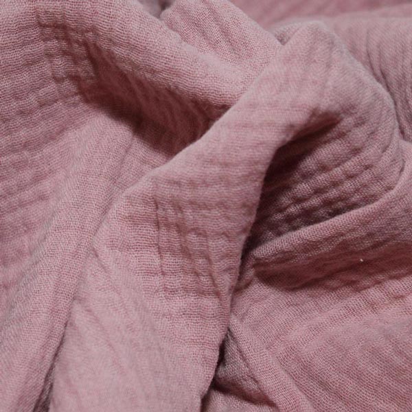 Double gaze gaufrée unie Rose Le