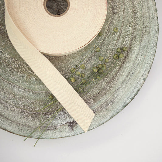 Twill ribbon, Natural, 25mm high