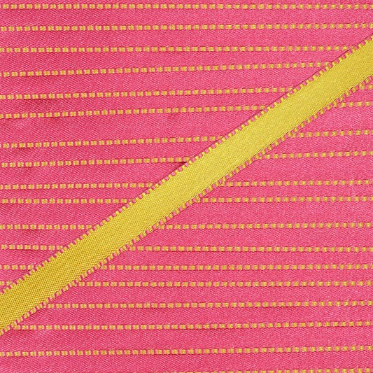 Two-tone pink and yellow satin ribbon