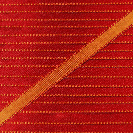 Two-tone red and orange satin ribbon