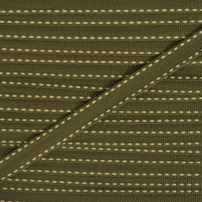Nastro gros-grain verde cachi con impuntura