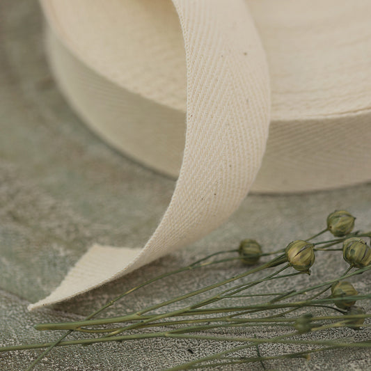 Twill ribbon, Natural, 25mm high