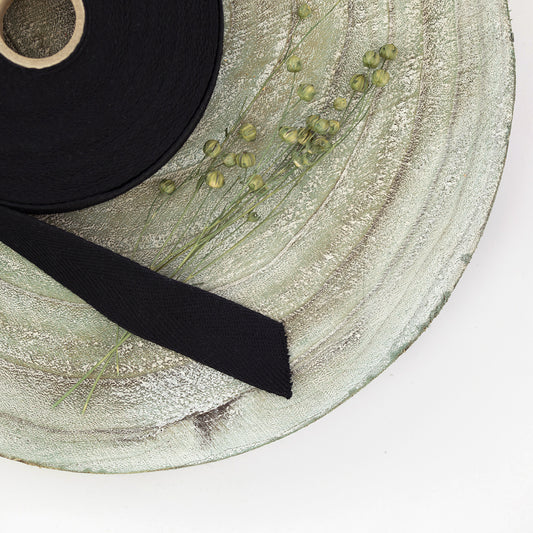 Twill tape, Black, 25mm high