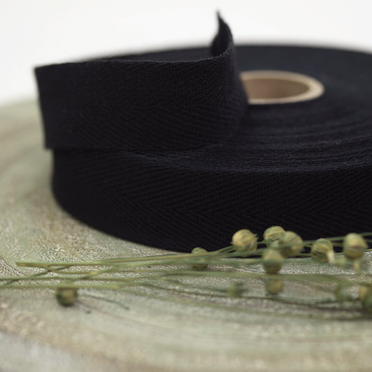 Twill tape, Black, 25mm high