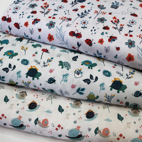 Ladybug, bianco azzurrino, cretonne