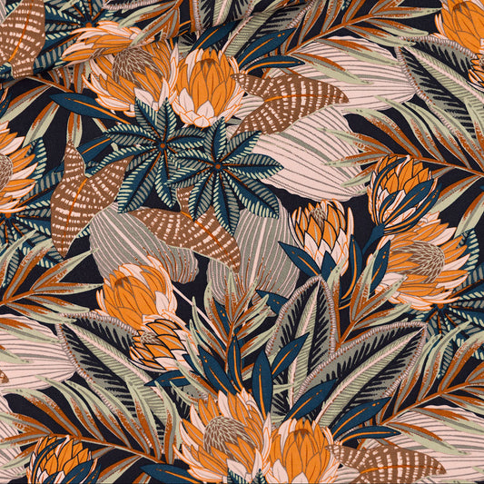 Ananas moulu, bleu nuit polaire, gabardine en toile de coton