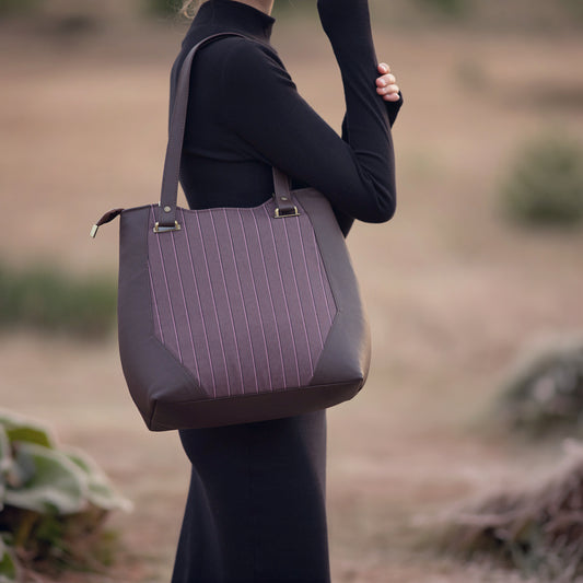 Lignes, Violet Raisin, Gabardine en Toile de Coton