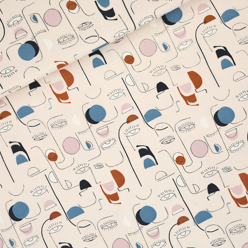 Villageois, Légèrement beige, Gabardine en toile de coton