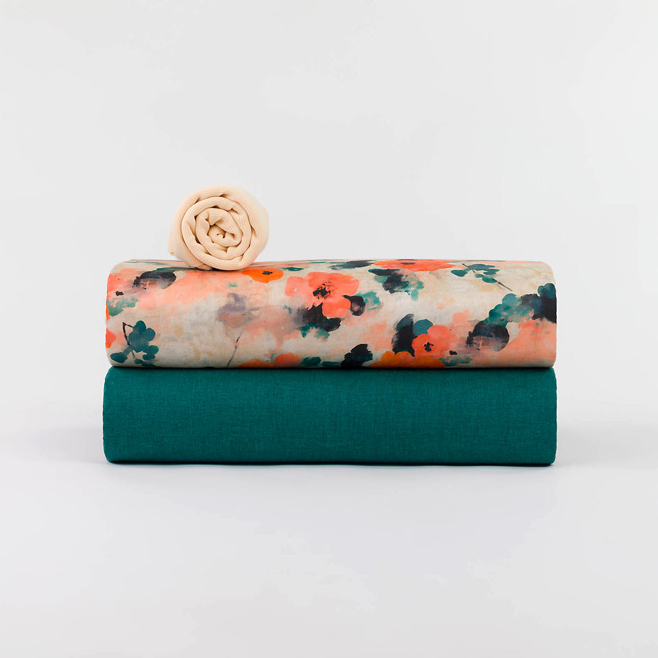 Lin et viscose, roux