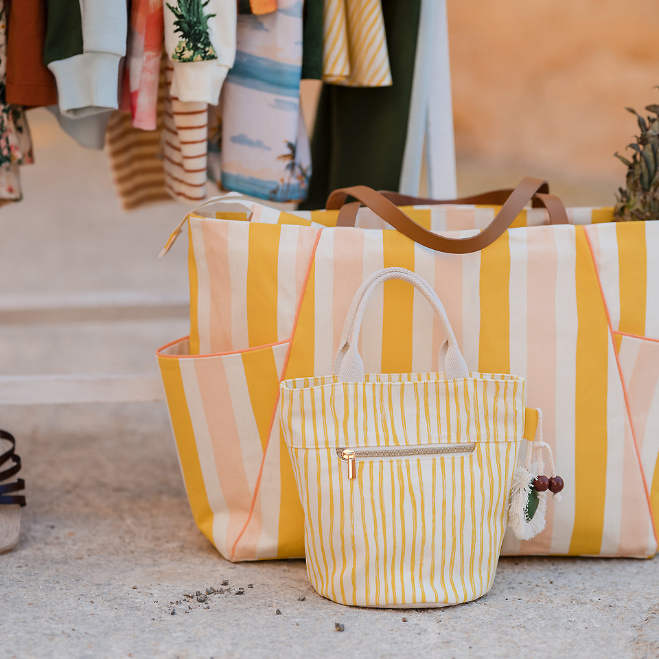 Wiggly Verticals, Yellow, Gabardine in tela di cotone