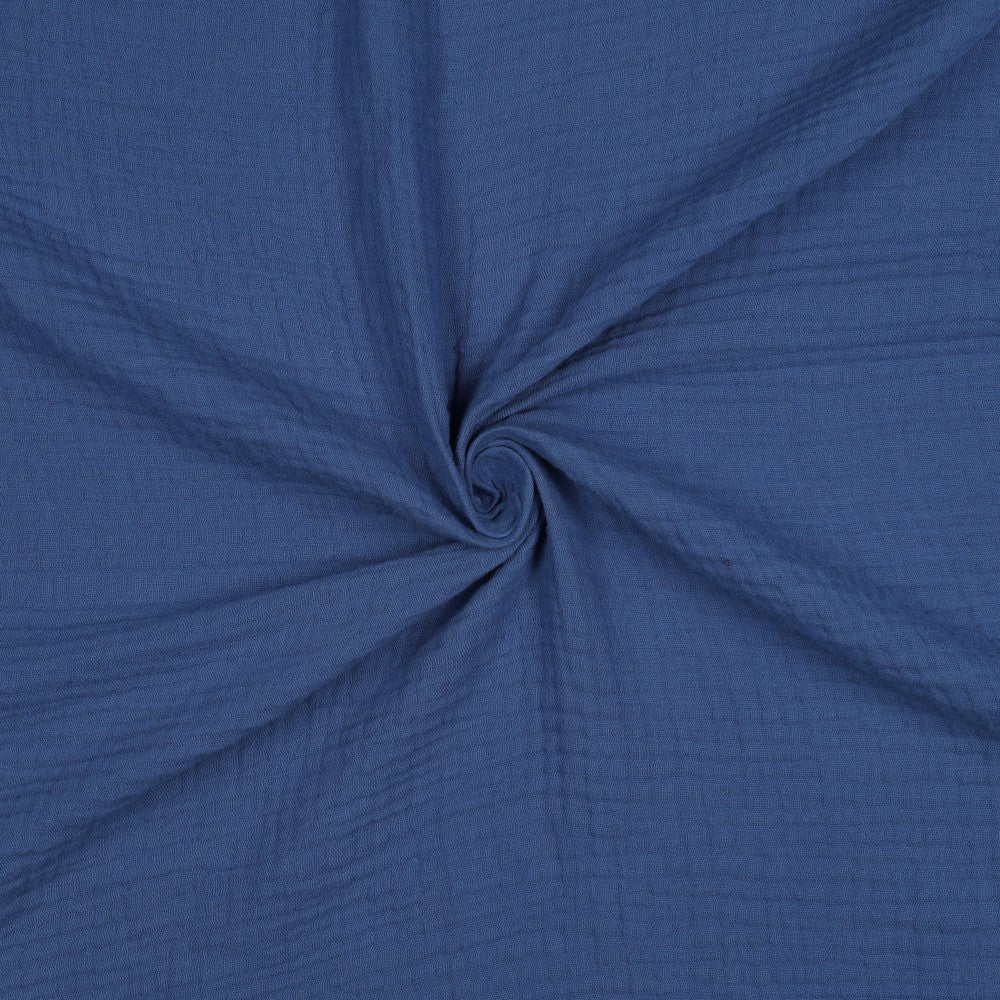 Doppia garza goffrata unito, Midnight Blue GOTS