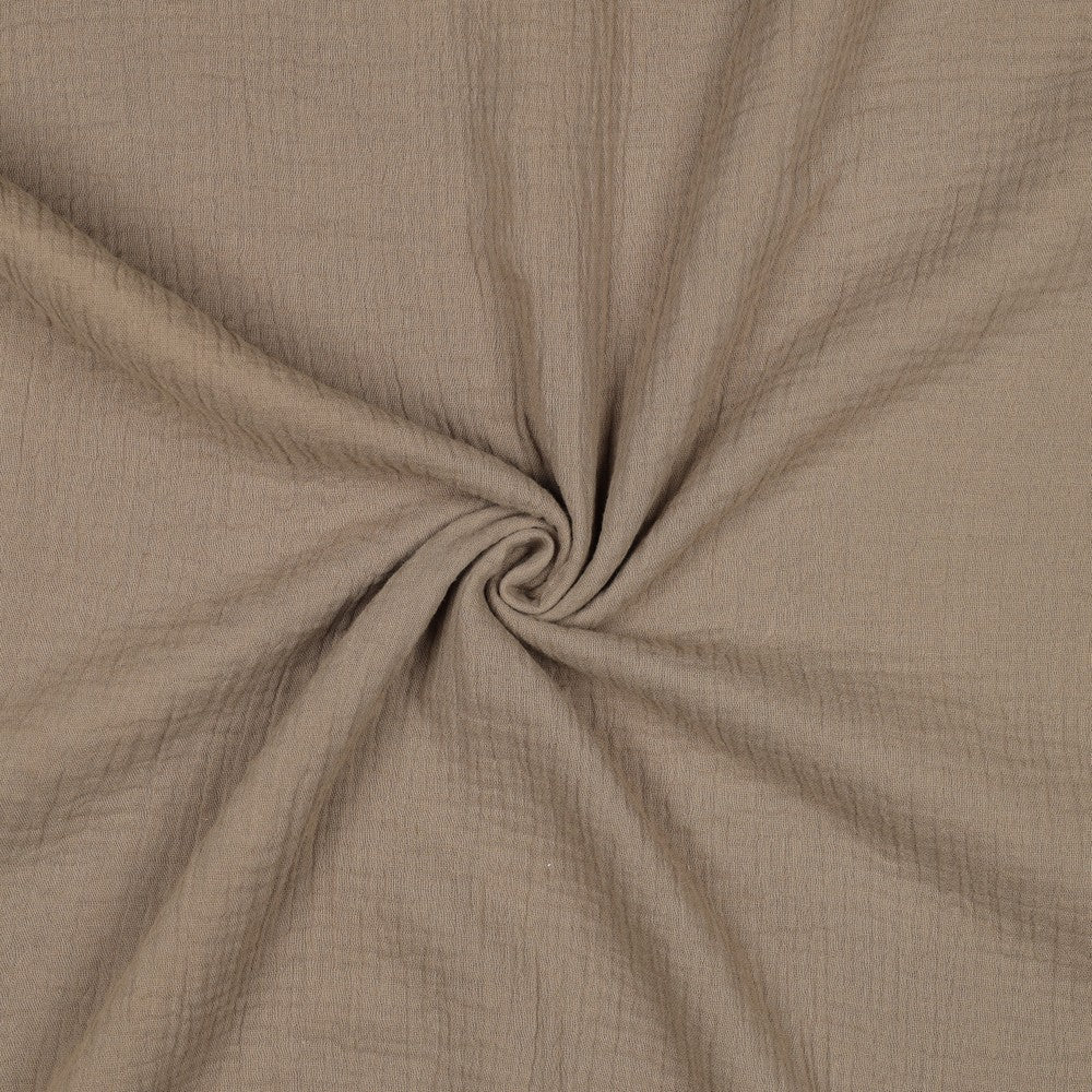 Doppia garza goffrata unito, Taupe GOTS