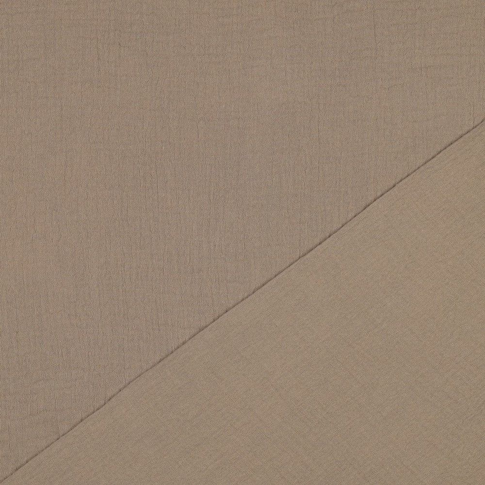 Doppia garza goffrata unito, Taupe GOTS