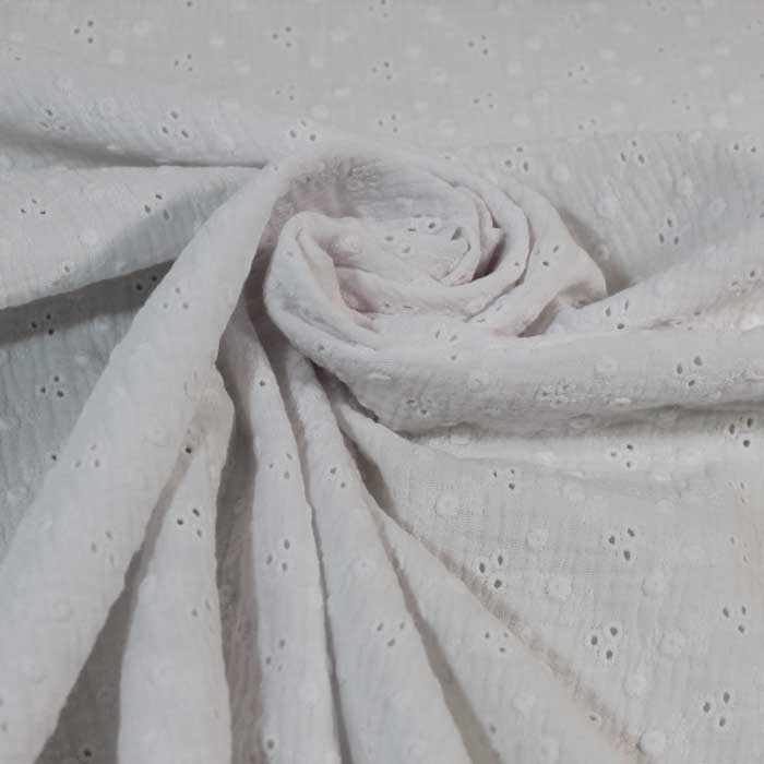 Stile sangallo - Doppia garza goffrata unito Blanc