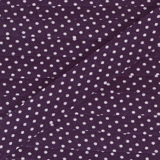 Biais à pois "Prune délicate"
