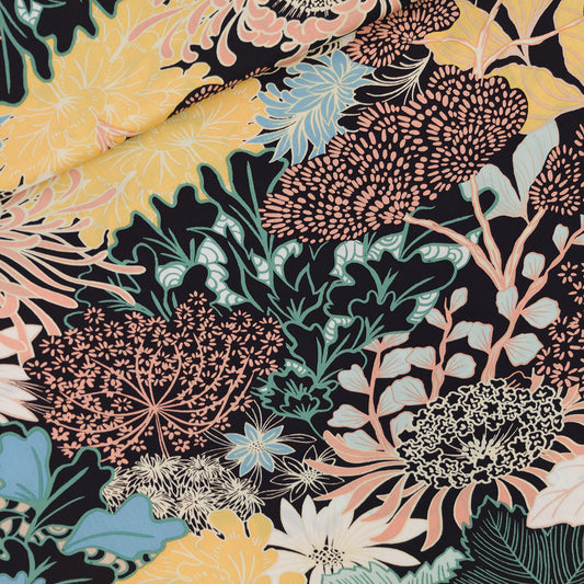 Jardin marin, Noir, viscose ECOVERO