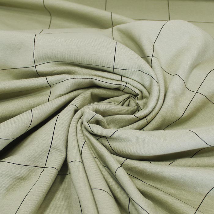 Thin Grid, Tea Green, felpa garzata