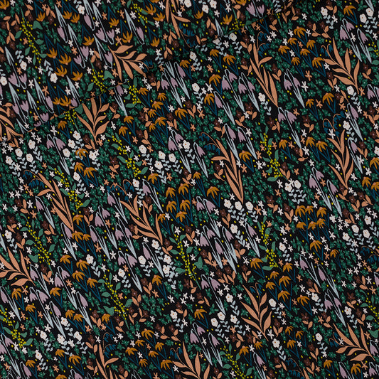Petites fleurs, Noir, viscose