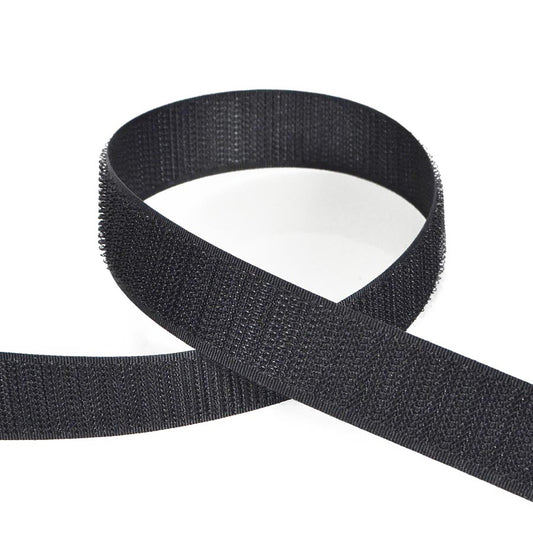 Nastro velcro nero, asola e uncino