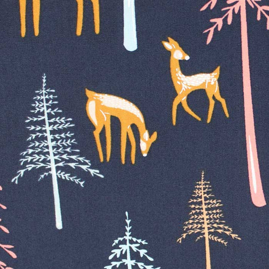 Fat quarter, Parmi la forêt, Bleu nuit, Coton américain
