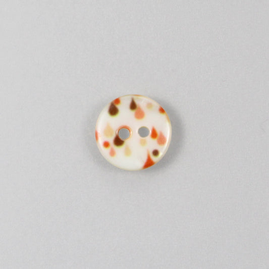 Bouton nacre, gouttes orange, 11 mm