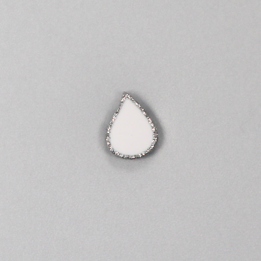 Bottone goccia bianco, bordo argento - vari colori