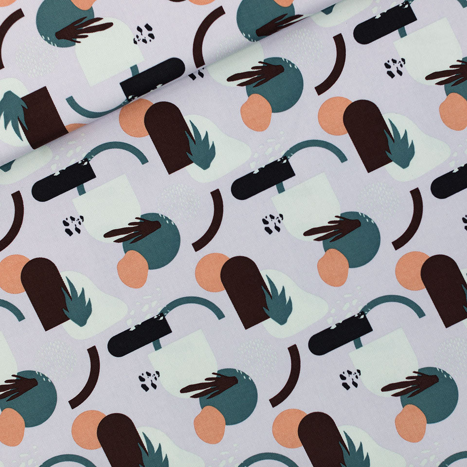Abstrarium, Bleu lavande, Gabardine en toile de coton