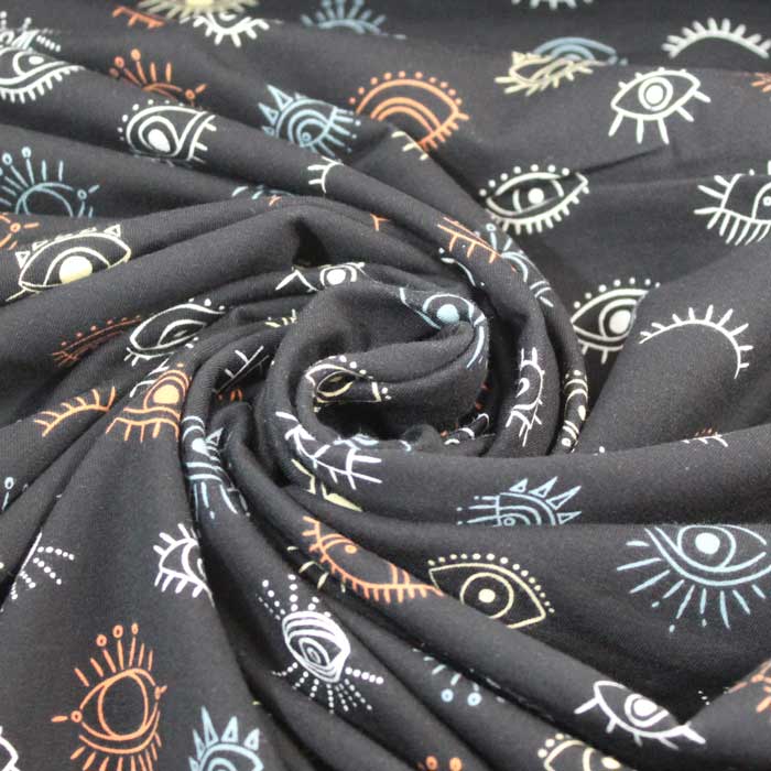 Fin de série 90cm, Eye see you, Noir, Jersey Coton