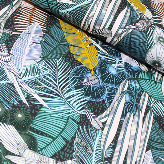 Chanson de feuillage, vert, gabardine en toile de coton