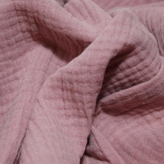 Double gaze gaufrée unie Rose Le