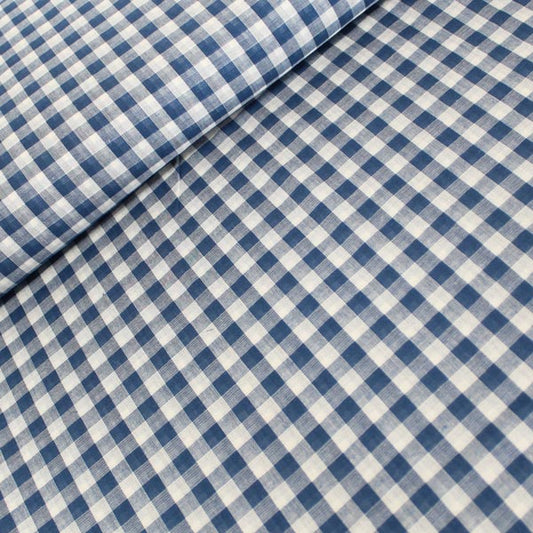Gingham, doppia garza vichy, blu fiume