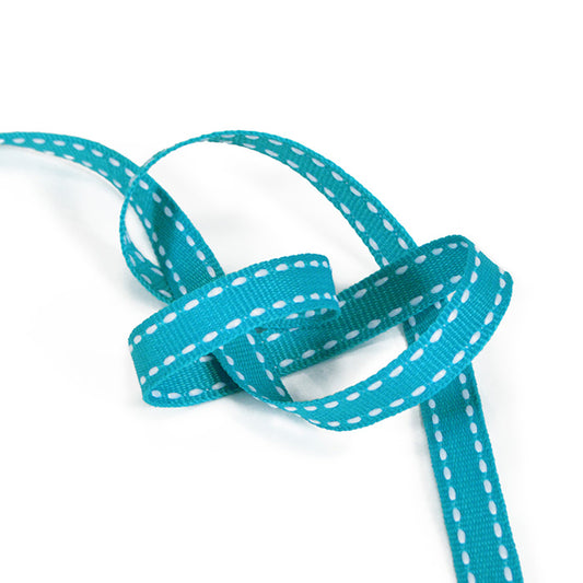 Ruban gros grain turquoise avec surpiqûres
