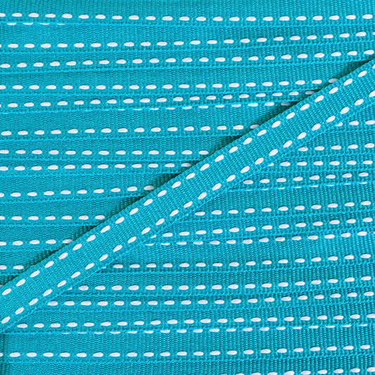 Ruban gros grain turquoise avec surpiqûres