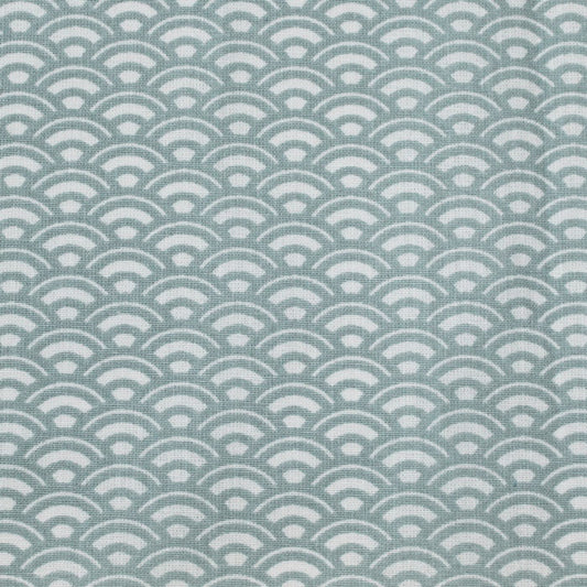 Fat quarter, Saijo, blanc et aigue-marine, coton français